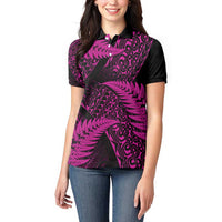 New Zealand Rugby Pacific Personalised Women Polo Shirt All Pink Maori Pasifika Fern Pattern LT9 - Polynesian Pride