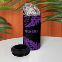New Zealand Rugby Pacific Personalised 4 in 1 Can Cooler Tumbler All Purple Maori Pasifika Fern Pattern LT9 - Polynesian Pride