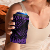New Zealand Rugby Pacific Personalised 4 in 1 Can Cooler Tumbler All Purple Maori Pasifika Fern Pattern LT9 - Polynesian Pride