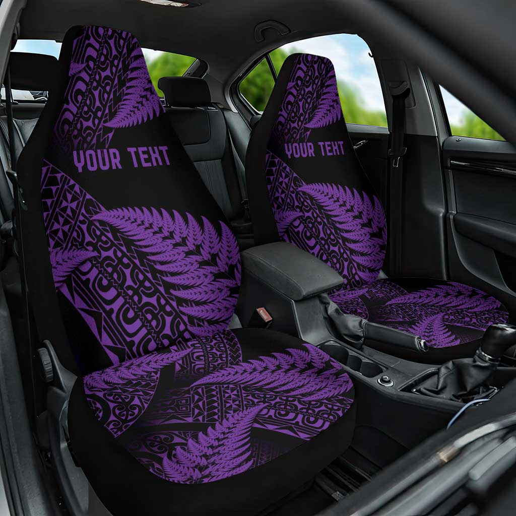 New Zealand Rugby Pacific Personalised Car Seat Cover All Purple Maori Pasifika Fern Pattern LT9 One Size Purple - Polynesian Pride