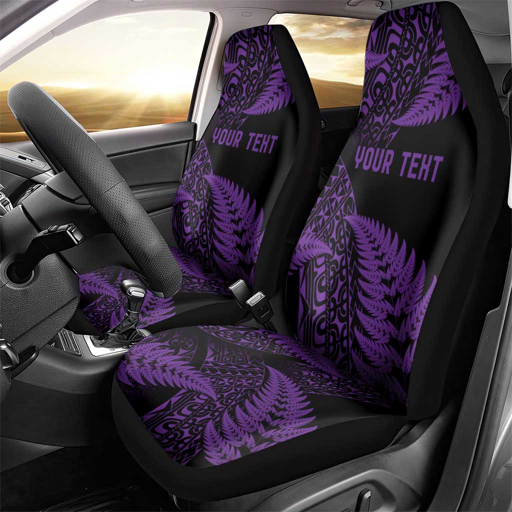 New Zealand Rugby Pacific Personalised Car Seat Cover All Purple Maori Pasifika Fern Pattern LT9 - Polynesian Pride