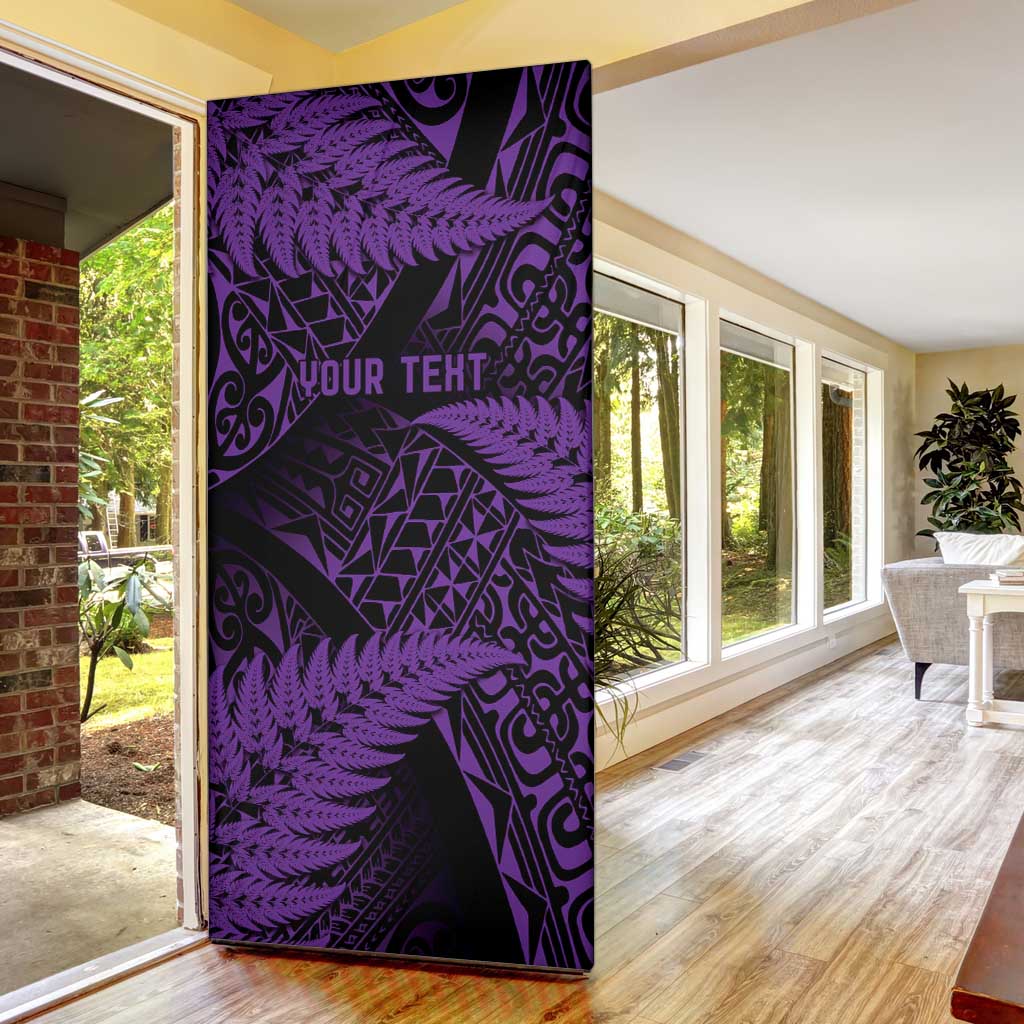 New Zealand Rugby Pacific Personalised Door Cover All Purple Maori Pasifika Fern Pattern LT9 - Polynesian Pride