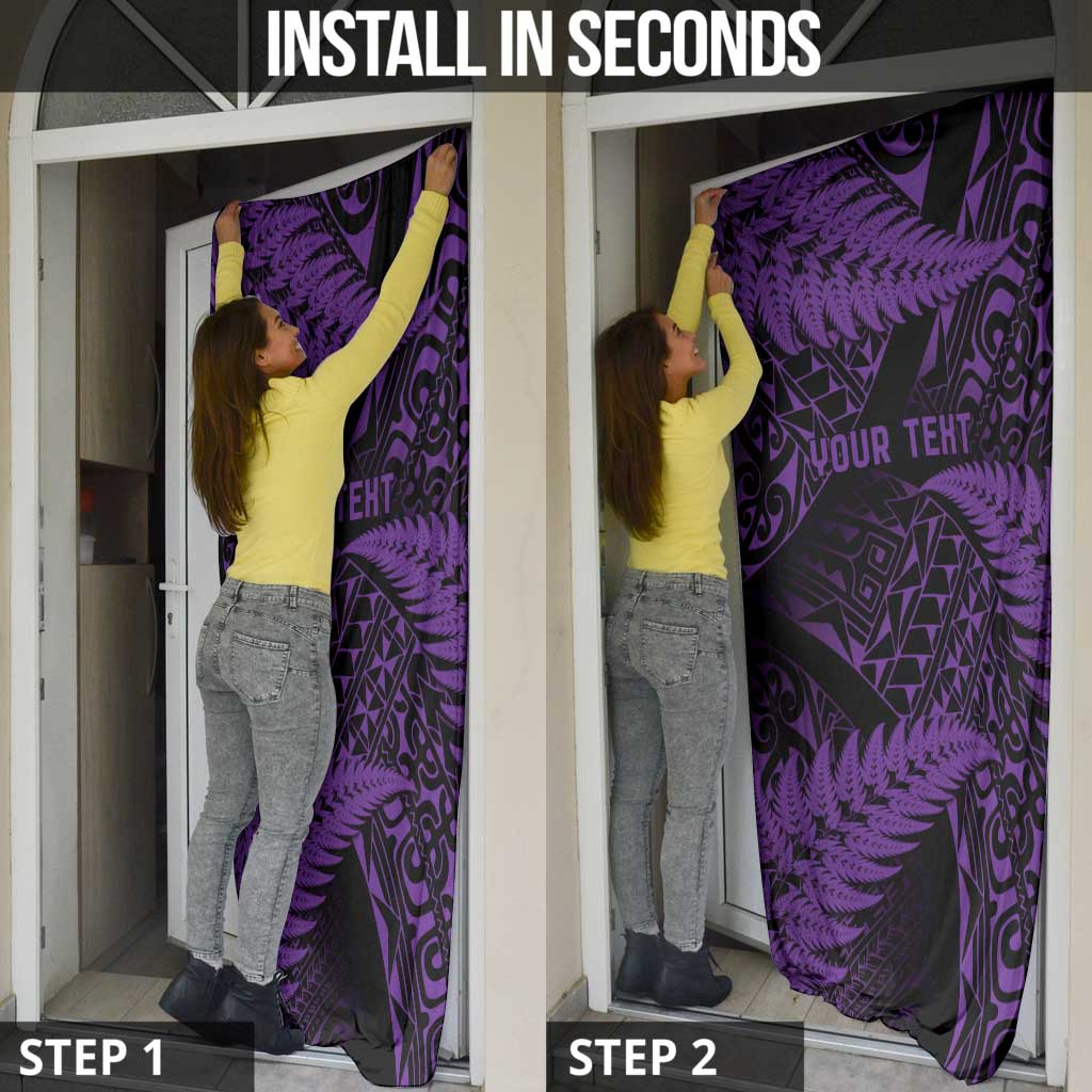 New Zealand Rugby Pacific Personalised Door Cover All Purple Maori Pasifika Fern Pattern LT9 - Polynesian Pride