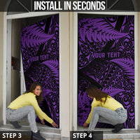 New Zealand Rugby Pacific Personalised Door Cover All Purple Maori Pasifika Fern Pattern LT9 - Polynesian Pride