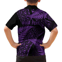 New Zealand Rugby Pacific Personalised Family Matching Puletasi and Hawaiian Shirt All Purple Maori Pasifika Fern Pattern LT9 - Polynesian Pride