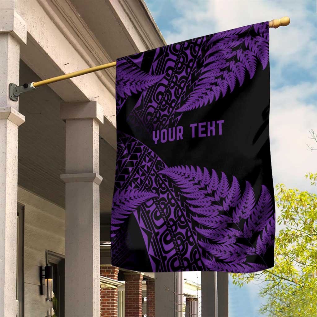 New Zealand Rugby Pacific Personalised Garden Flag All Purple Maori Pasifika Fern Pattern LT9 House Flag Purple - Polynesian Pride