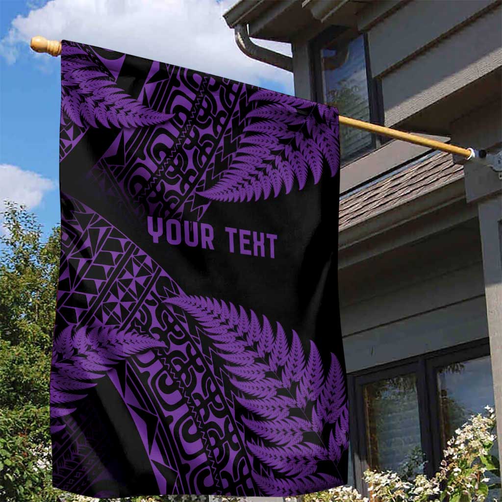 New Zealand Rugby Pacific Personalised Garden Flag All Purple Maori Pasifika Fern Pattern LT9 - Polynesian Pride
