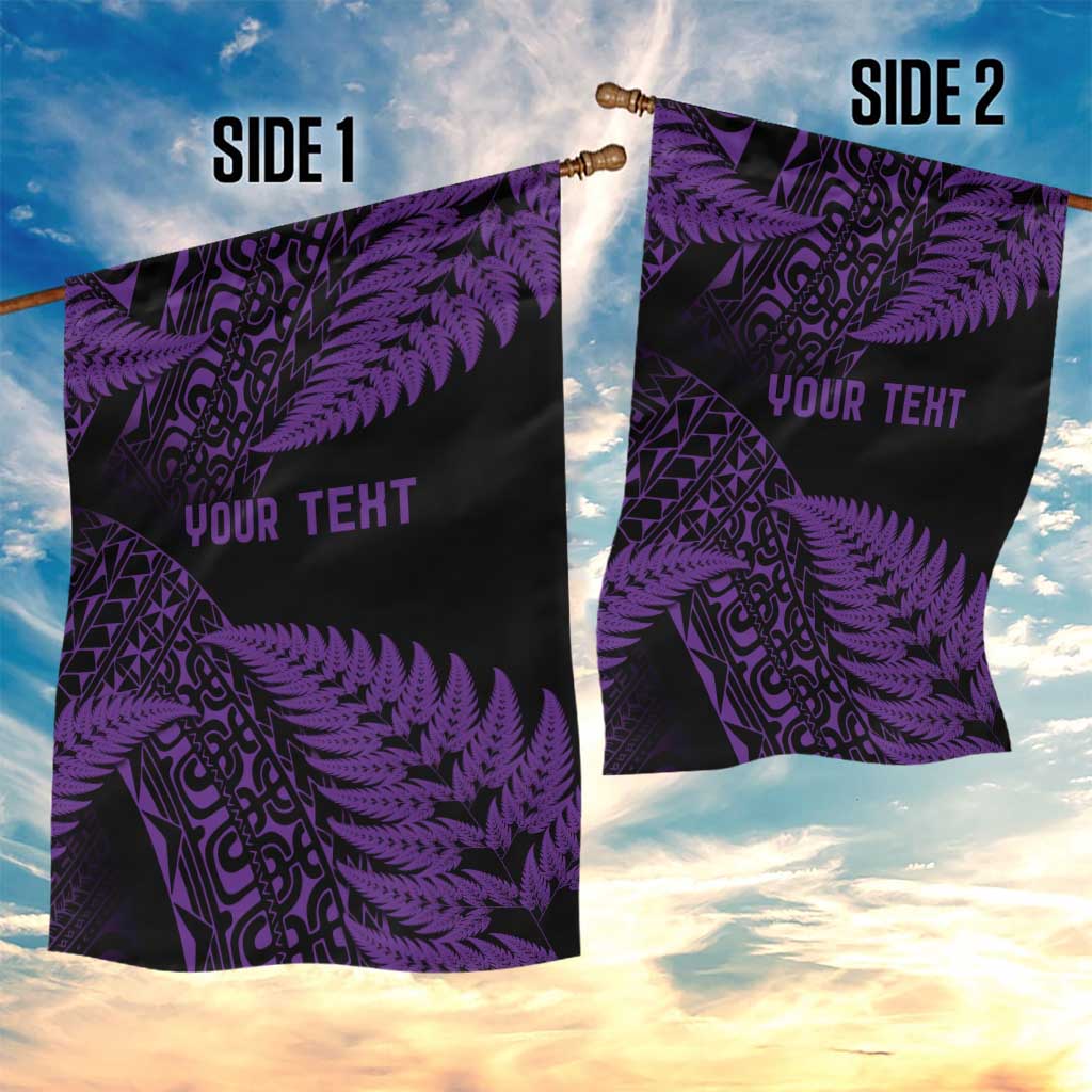 New Zealand Rugby Pacific Personalised Garden Flag All Purple Maori Pasifika Fern Pattern LT9 - Polynesian Pride