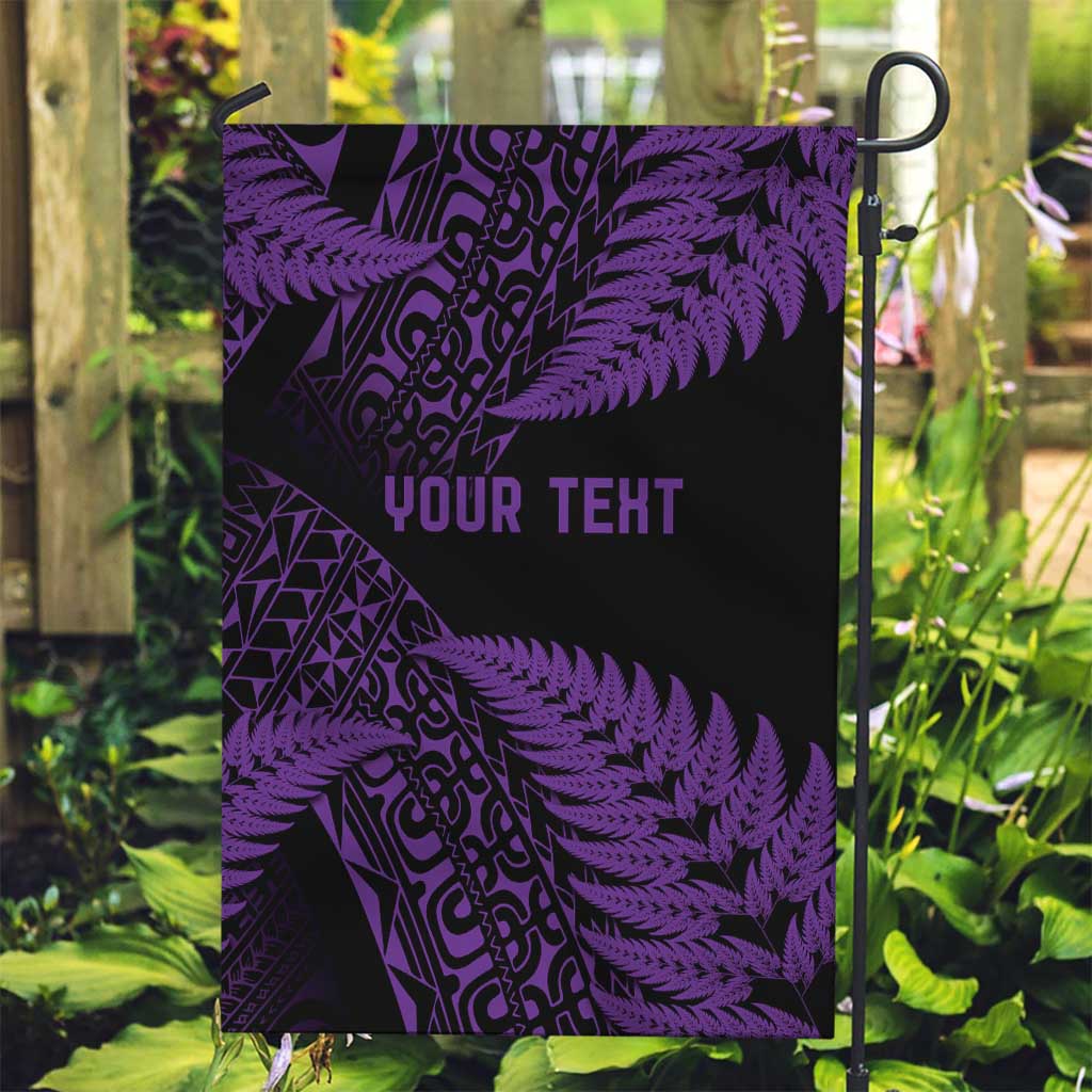 New Zealand Rugby Pacific Personalised Garden Flag All Purple Maori Pasifika Fern Pattern LT9 Garden Flag Purple - Polynesian Pride