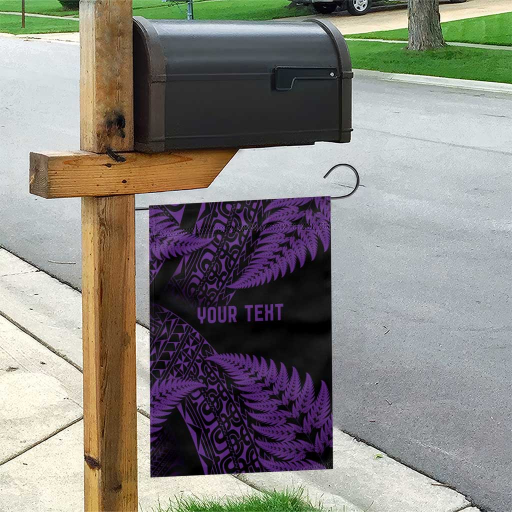 New Zealand Rugby Pacific Personalised Garden Flag All Purple Maori Pasifika Fern Pattern LT9 - Polynesian Pride