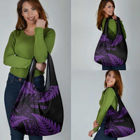 New Zealand Rugby Pacific Personalised Grocery Bag All Purple Maori Pasifika Fern Pattern LT9 - Polynesian Pride