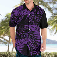 New Zealand Rugby Pacific Personalised Hawaiian Shirt All Purple Maori Pasifika Fern Pattern LT9 - Polynesian Pride