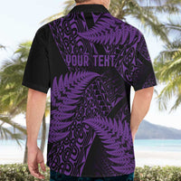 New Zealand Rugby Pacific Personalised Hawaiian Shirt All Purple Maori Pasifika Fern Pattern LT9 - Polynesian Pride