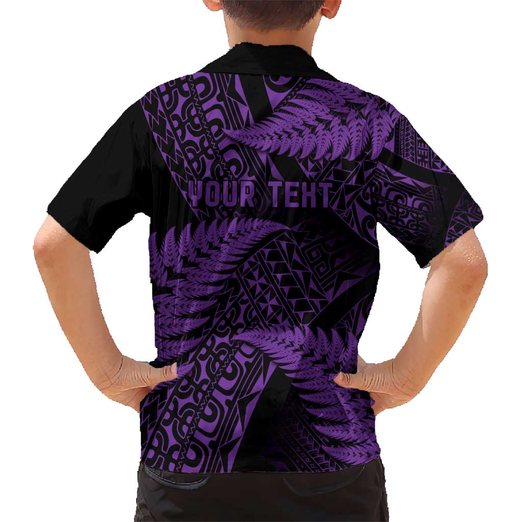 New Zealand Rugby Pacific Personalised Hawaiian Shirt All Purple Maori Pasifika Fern Pattern LT9 - Polynesian Pride