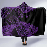 New Zealand Rugby Pacific Personalised Hooded Blanket All Purple Maori Pasifika Fern Pattern LT9 One Size Purple - Polynesian Pride