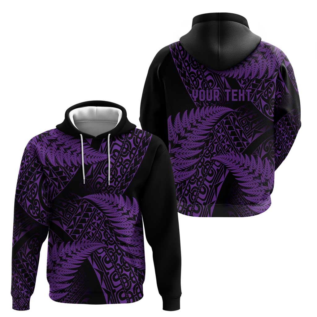 New Zealand Rugby Pacific Personalised Hoodie All Purple Maori Pasifika Fern Pattern LT9 - Polynesian Pride