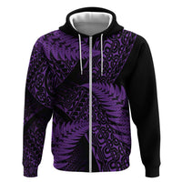 New Zealand Rugby Pacific Personalised Hoodie All Purple Maori Pasifika Fern Pattern LT9 Zip Hoodie Purple - Polynesian Pride