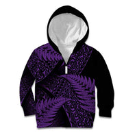 New Zealand Rugby Pacific Personalised Kid Hoodie All Purple Maori Pasifika Fern Pattern LT9 Zip Hoodie Purple - Polynesian Pride