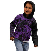 New Zealand Rugby Pacific Personalised Kid Hoodie All Purple Maori Pasifika Fern Pattern LT9 - Polynesian Pride