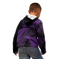 New Zealand Rugby Pacific Personalised Kid Hoodie All Purple Maori Pasifika Fern Pattern LT9 - Polynesian Pride