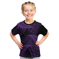 New Zealand Rugby Pacific Personalised Kid T Shirt All Purple Maori Pasifika Fern Pattern LT9 Purple - Polynesian Pride