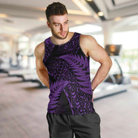 New Zealand Rugby Pacific Personalised Men Tank Top All Purple Maori Pasifika Fern Pattern LT9 Purple - Polynesian Pride