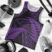 New Zealand Rugby Pacific Personalised Men Tank Top All Purple Maori Pasifika Fern Pattern LT9 - Polynesian Pride