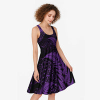 New Zealand Rugby Pacific Personalised Midi Dress All Purple Maori Pasifika Fern Pattern LT9 - Polynesian Pride