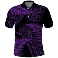 New Zealand Rugby Pacific Personalised Polo Shirt All Purple Maori Pasifika Fern Pattern LT9 Purple - Polynesian Pride