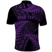 New Zealand Rugby Pacific Personalised Polo Shirt All Purple Maori Pasifika Fern Pattern LT9 - Polynesian Pride