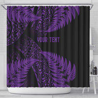 New Zealand Rugby Pacific Personalised Shower Curtain All Purple Maori Pasifika Fern Pattern LT9 - Polynesian Pride