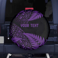 New Zealand Rugby Pacific Personalised Spare Tire Cover All Purple Maori Pasifika Fern Pattern LT9 No hole Purple - Polynesian Pride