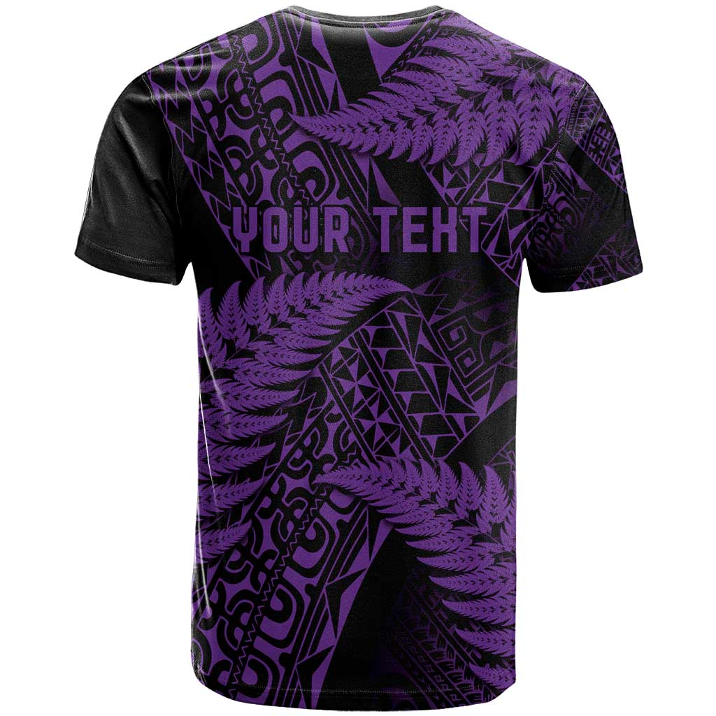New Zealand Rugby Pacific Personalised T Shirt All Purple Maori Pasifika Fern Pattern LT9 - Polynesian Pride