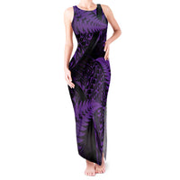 New Zealand Rugby Pacific Personalised Tank Maxi Dress All Purple Maori Pasifika Fern Pattern LT9 Women Purple - Polynesian Pride