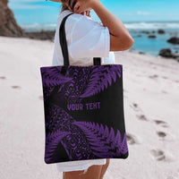 New Zealand Rugby Pacific Personalised Tote Bag All Purple Maori Pasifika Fern Pattern LT9 - Polynesian Pride