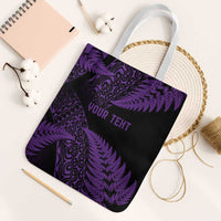 New Zealand Rugby Pacific Personalised Tote Bag All Purple Maori Pasifika Fern Pattern LT9 White Strap One Size Purple - Polynesian Pride