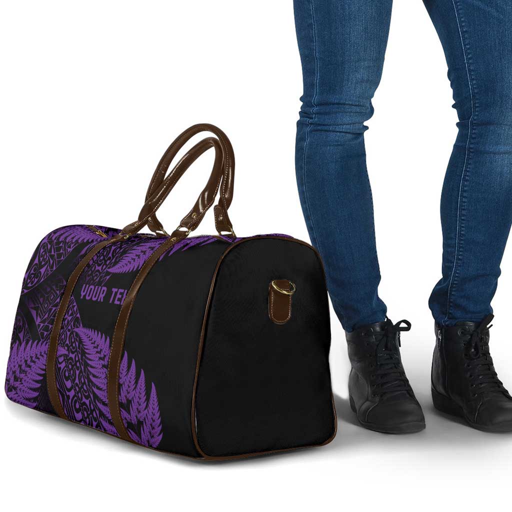 New Zealand Rugby Pacific Personalised Travel Bag All Purple Maori Pasifika Fern Pattern LT9 - Polynesian Pride