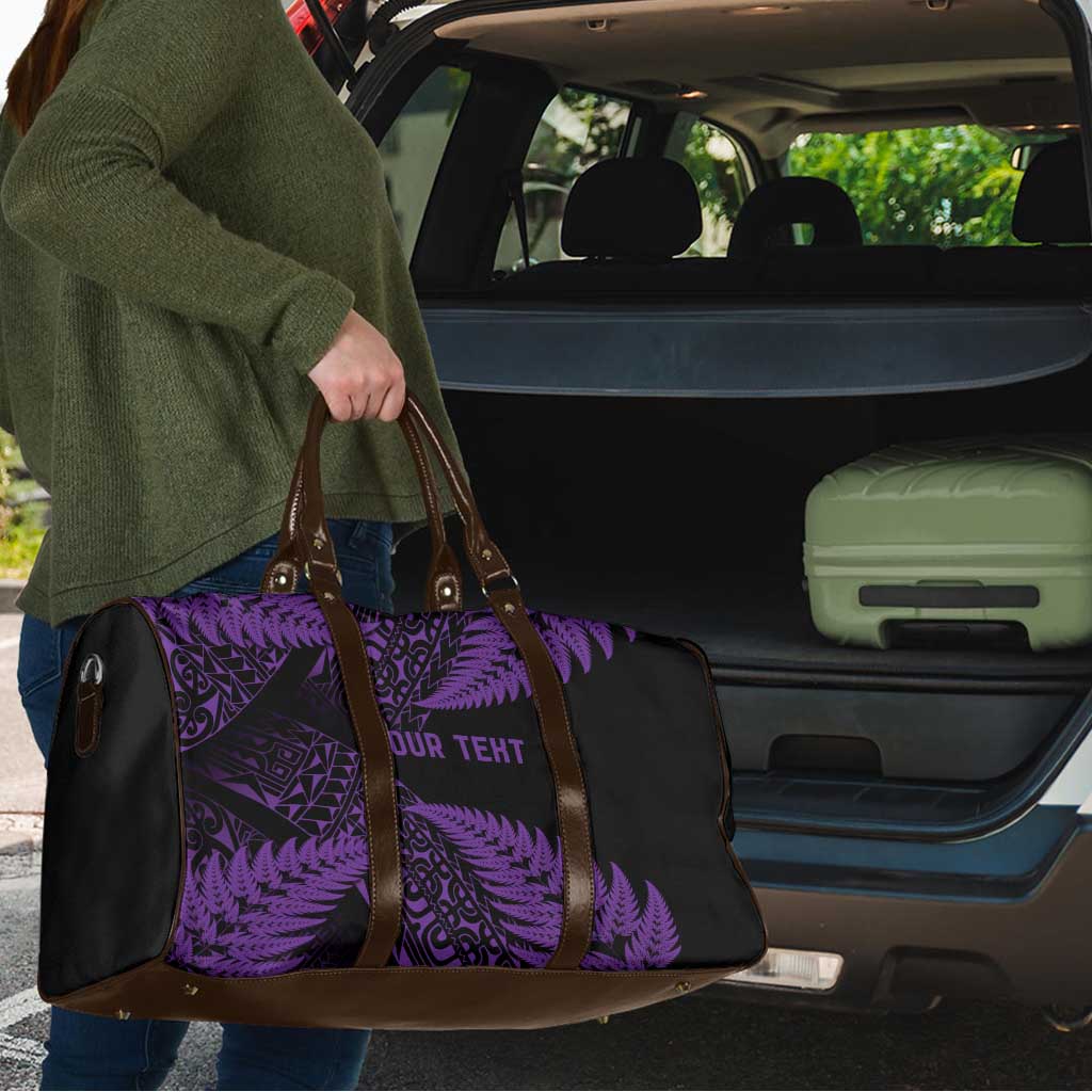 New Zealand Rugby Pacific Personalised Travel Bag All Purple Maori Pasifika Fern Pattern LT9 - Polynesian Pride