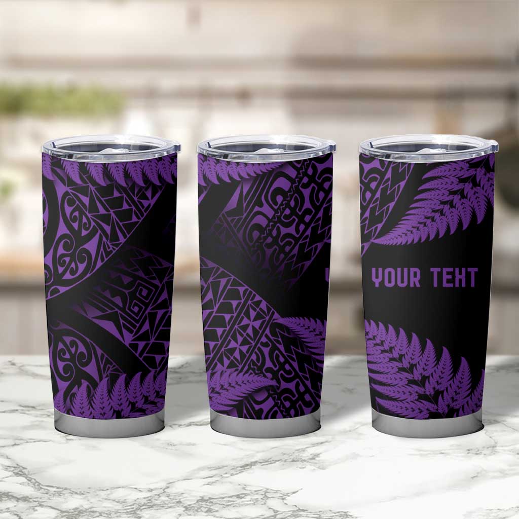 New Zealand Rugby Pacific Personalised Tumbler Cup All Purple Maori Pasifika Fern Pattern LT9 - Polynesian Pride