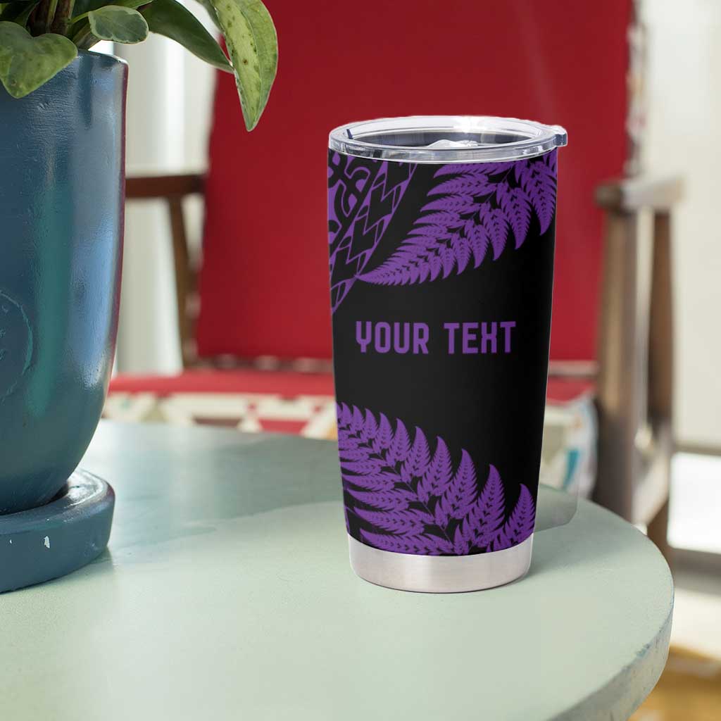 New Zealand Rugby Pacific Personalised Tumbler Cup All Purple Maori Pasifika Fern Pattern LT9 - Polynesian Pride
