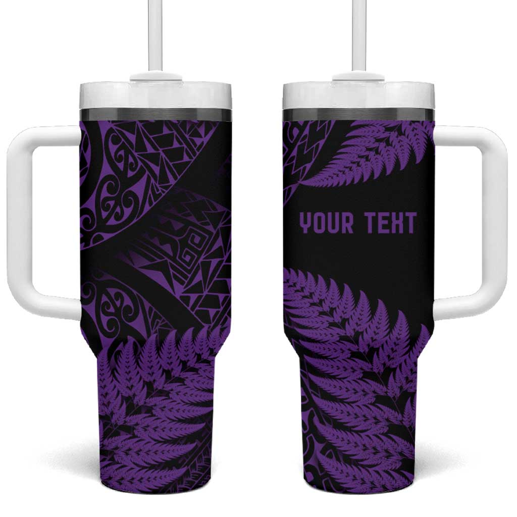 New Zealand Rugby Pacific Personalised Tumbler With Handle All Purple Maori Pasifika Fern Pattern LT9 One Size: 40 oz Purple - Polynesian Pride