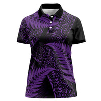 New Zealand Rugby Pacific Personalised Women Polo Shirt All Purple Maori Pasifika Fern Pattern LT9 Female Purple - Polynesian Pride