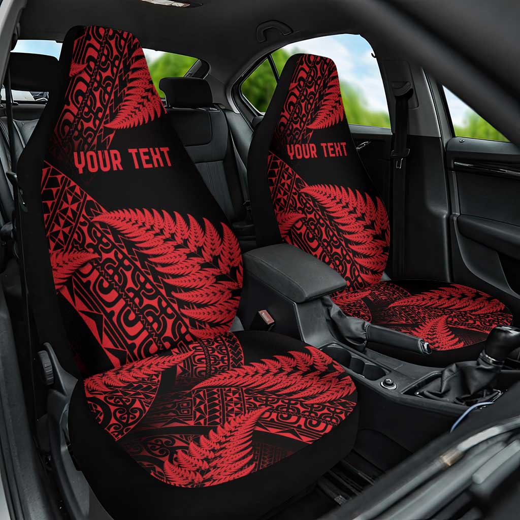 New Zealand Rugby Pacific Personalised Car Seat Cover All Red Maori Pasifika Fern Pattern LT9 One Size Red - Polynesian Pride