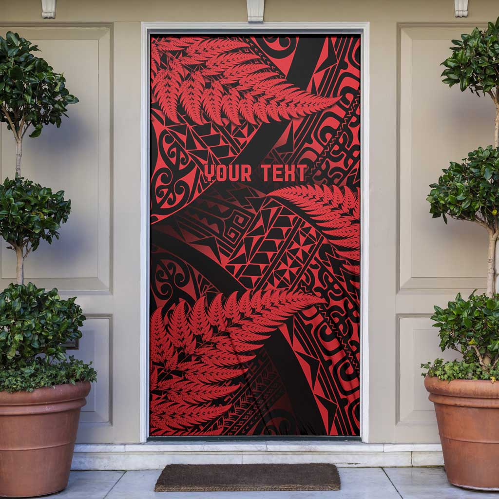 New Zealand Rugby Pacific Personalised Door Cover All Red Maori Pasifika Fern Pattern - Polynesian Pride