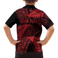 New Zealand Rugby Pacific Personalised Family Matching Long Sleeve Bodycon Dress and Hawaiian Shirt All Red Maori Pasifika Fern Pattern LT9 - Polynesian Pride