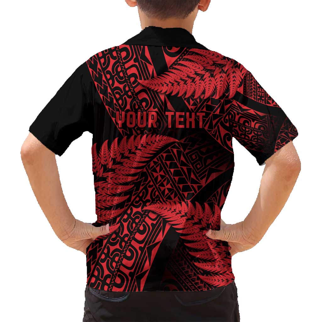 New Zealand Rugby Pacific Personalised Family Matching Off Shoulder Maxi Dress and Hawaiian Shirt All Red Maori Pasifika Fern Pattern LT9 - Polynesian Pride