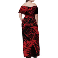 New Zealand Rugby Pacific Personalised Family Matching Off Shoulder Maxi Dress and Hawaiian Shirt All Red Maori Pasifika Fern Pattern LT9 - Polynesian Pride