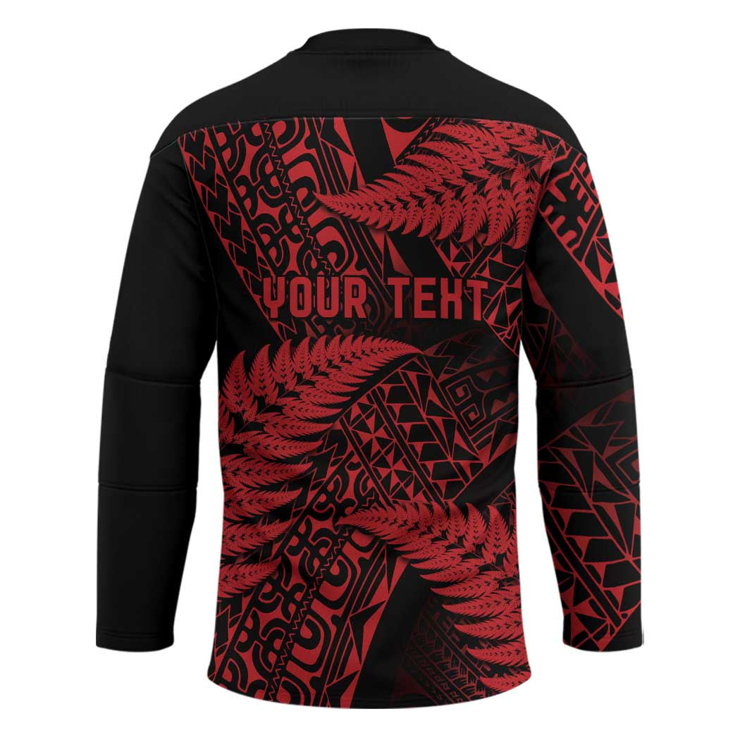 New Zealand Rugby Pacific Personalised Hockey Jersey All Red Maori Pasifika Fern Pattern - Polynesian Pride