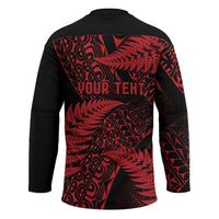 New Zealand Rugby Pacific Personalised Hockey Jersey All Red Maori Pasifika Fern Pattern - Polynesian Pride