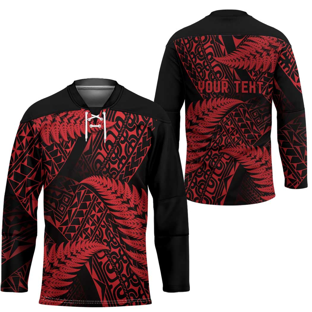 New Zealand Rugby Pacific Personalised Hockey Jersey All Red Maori Pasifika Fern Pattern - Polynesian Pride